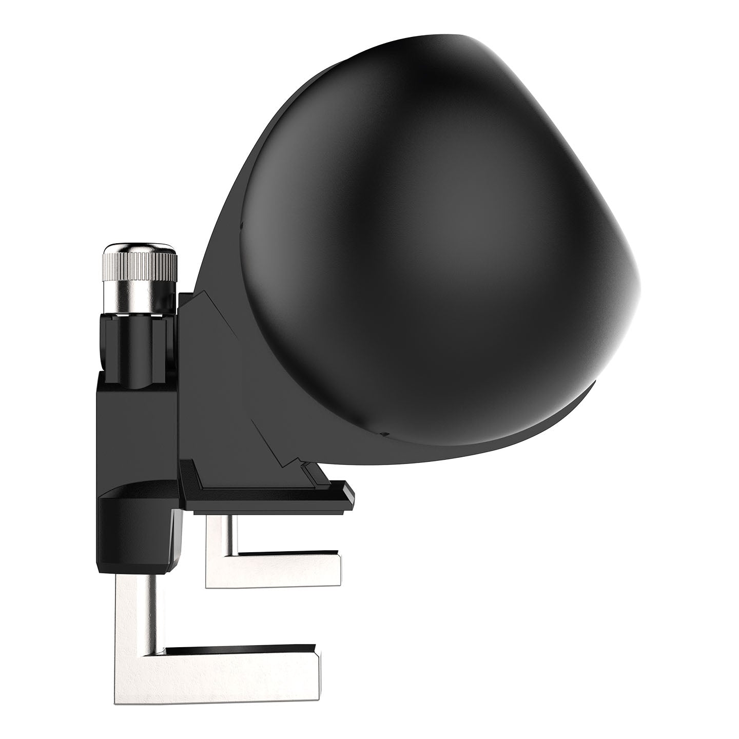 The Dual Power Socket with USB Charger - Polar is a black and silver, desk-mounted privacy shield with a rounded hood, fitting over your monitor to reduce glare and distractions while providing easy access to power and USB charging.