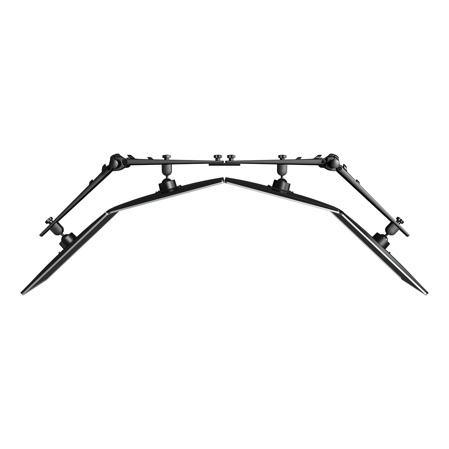 The Monitor arm Viewmaster Multi (For four screens in a row) is shown side-on against a white background; its sleek, adjustable design is perfect for creating an ergonomic workspace with multiple monitors.