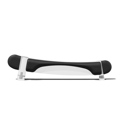 The Walkolution 2 - Sidepanel Set features a sleek black and silver ergonomic design, shown side-on atop a white surface with transparent supports, its finish echoing the distinctive magnetic panels of Walkolution 2 treadmills.