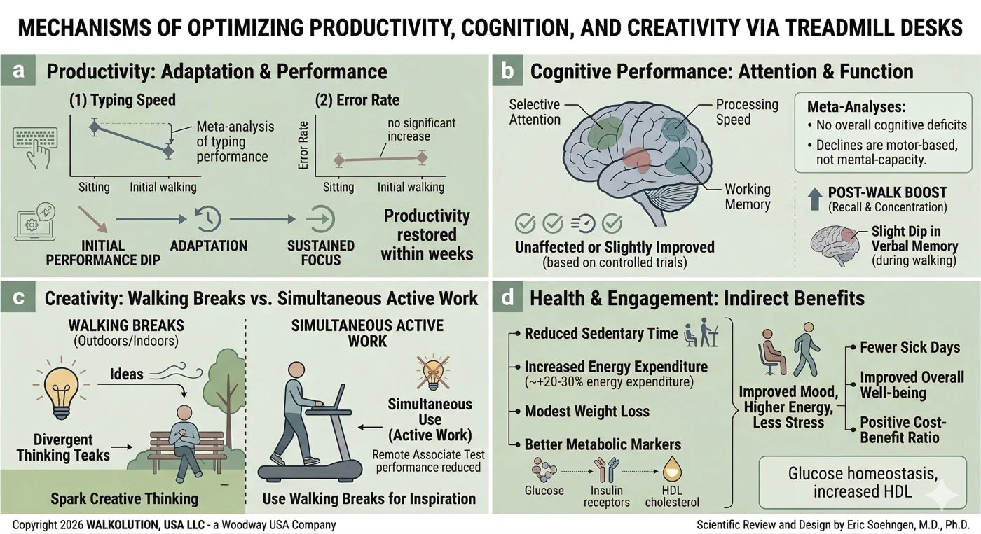 Poster on mechanisms of optimizing productivity, cognition and creativity via treadmill desks