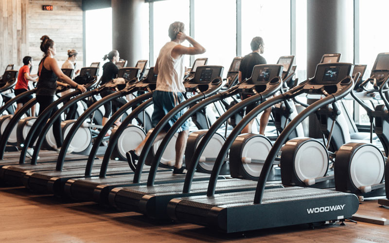 Woodway treadmills in a professional gym